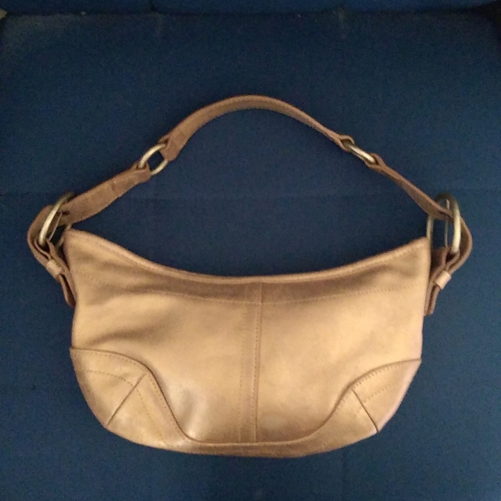 Small Metallic Gold Leather Mini Hobo Y2K Crescent Purse